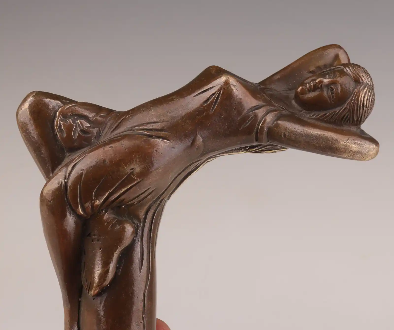 Трость-голова-бронза-литье-женщина-Статуя-аксессуары-коллекционный WA