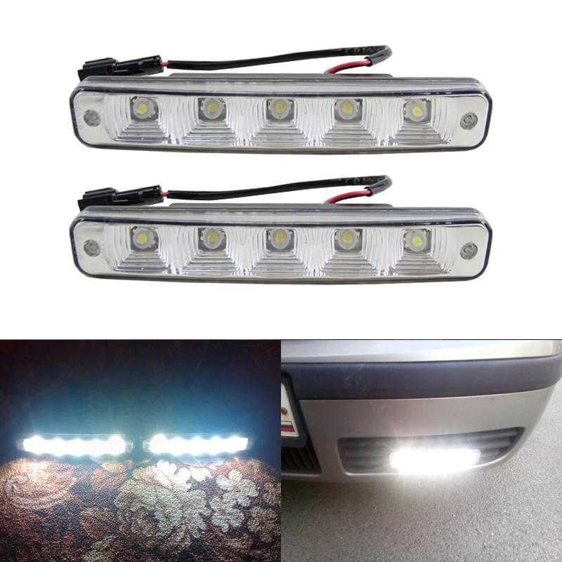 Free Shipping New 2PCS Super White 5 LED Universal Car Light Drl Car Lamp High Power