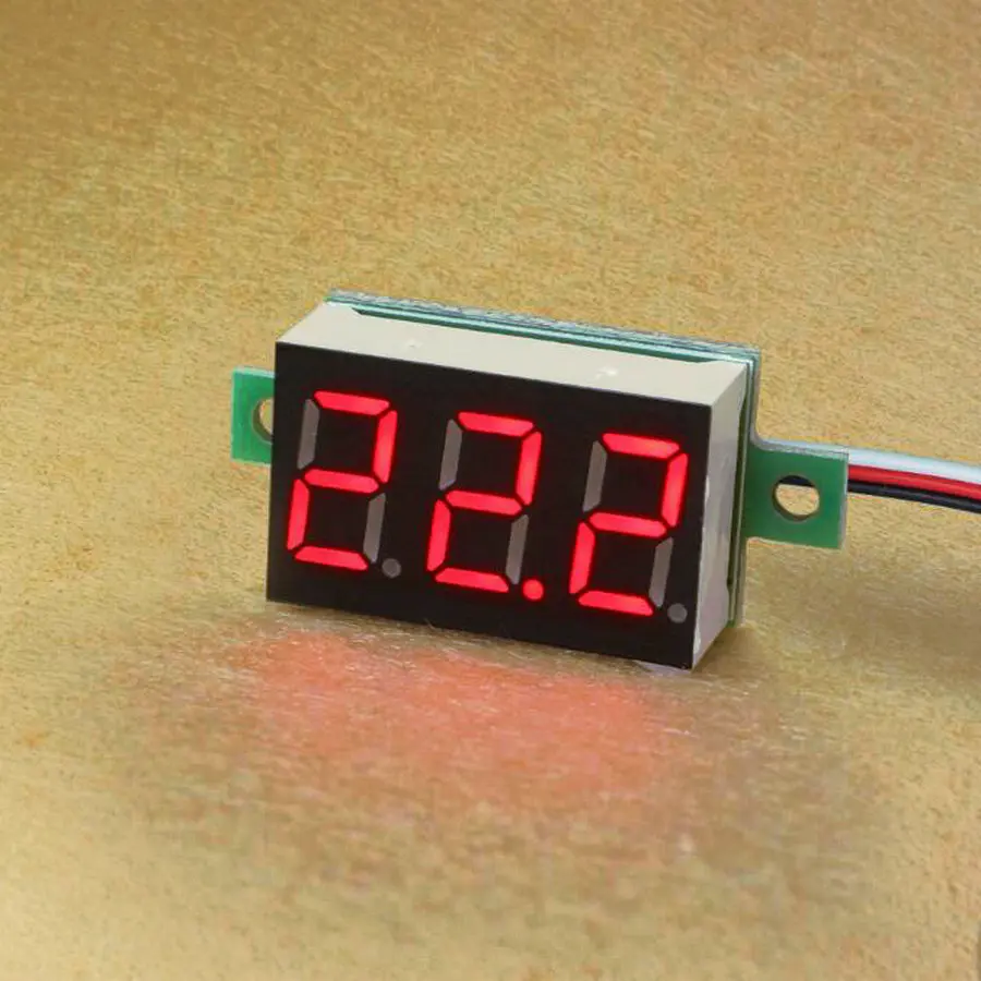 10 шт./лот 0,36 ''DC 0-100 в красный синий зеленый светодиодный ампер Панель измеритель напряжения Мини цифровой вольтметр DC 0 В до 100 в w/3 провода - Цвет: 0000red