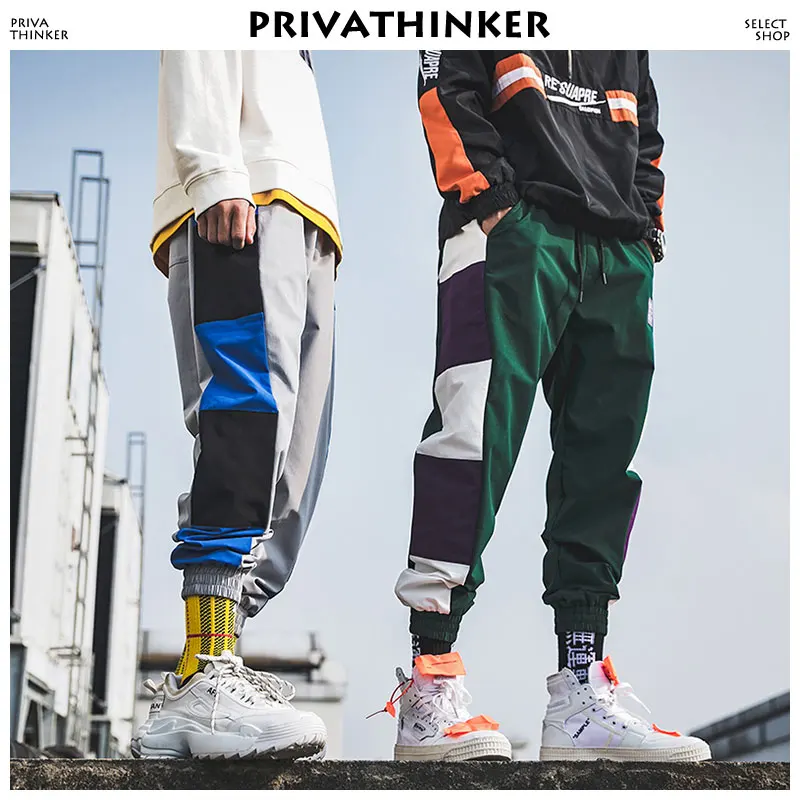 Privathinker الرجال اللون كتلة ركض السراويل 2018 رجل خليط الشارع الشهير Sweatpants الذكور الهيب هوب السراويل الترنك الكورية السراويل