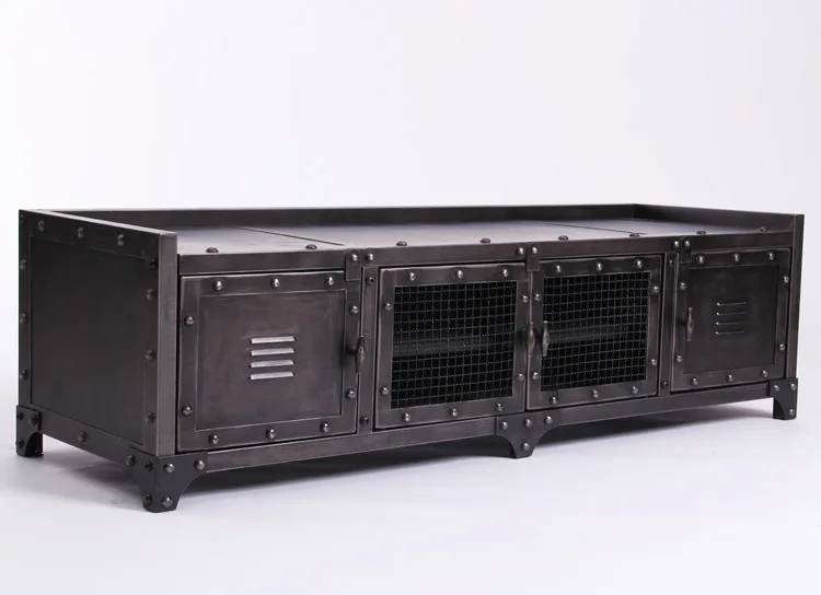 American Country European Retro Industrial Metal Cargo Tv Cabinet