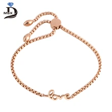 Модные браслеты из нержавеющей стали с цепочкой для женщин Регулируемый розовое золото разноцветный браслет Свадебный женский ювелирный подарок