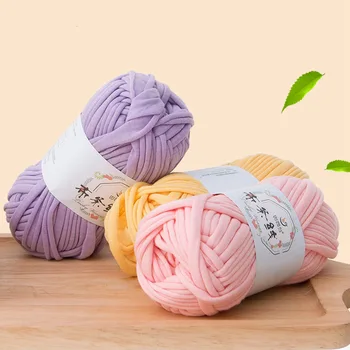 

Solid Cloth Line Knitting Yarn 100G/pcs Soft Hand Woven Mat Bags Crochet Yarn DIY Strip Line Home Yarn For Sewing Pillows Baby