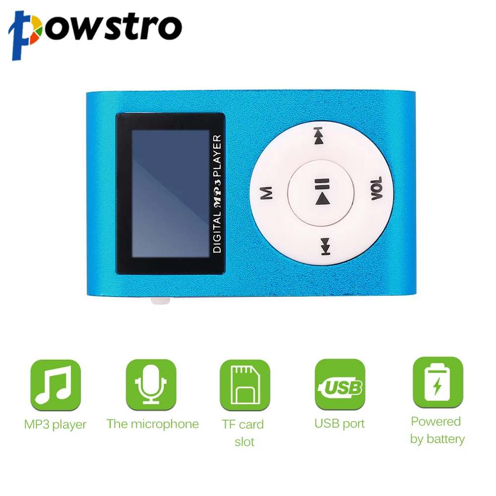 

Powstro Sport MP3 Player with LCD Screen Digital Compact and Portable Mini MP3 Max support 16GB Micro SD Card with Music