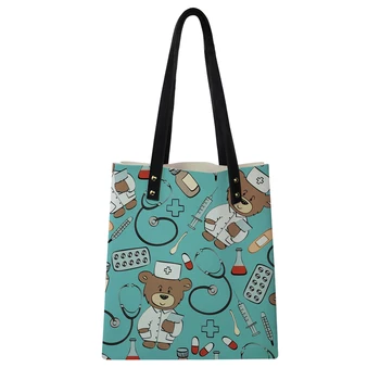 

FORUDESIGNS 2019 Cartoon Nurse Bear Women Shoulder Bags Bucket Handbags PU Totes Female Top-handle Tote Bag Fashion Mujer Bolsas