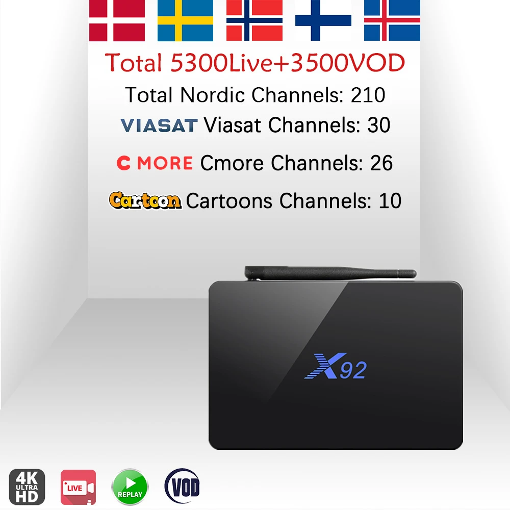 

Original X92 Android 7.1 Smart TV Box 2GB+16GB Amlogic S912 Octa Core 4K Set Top Box+1 Year Nordic Europe IPTV KO Great Bee Box