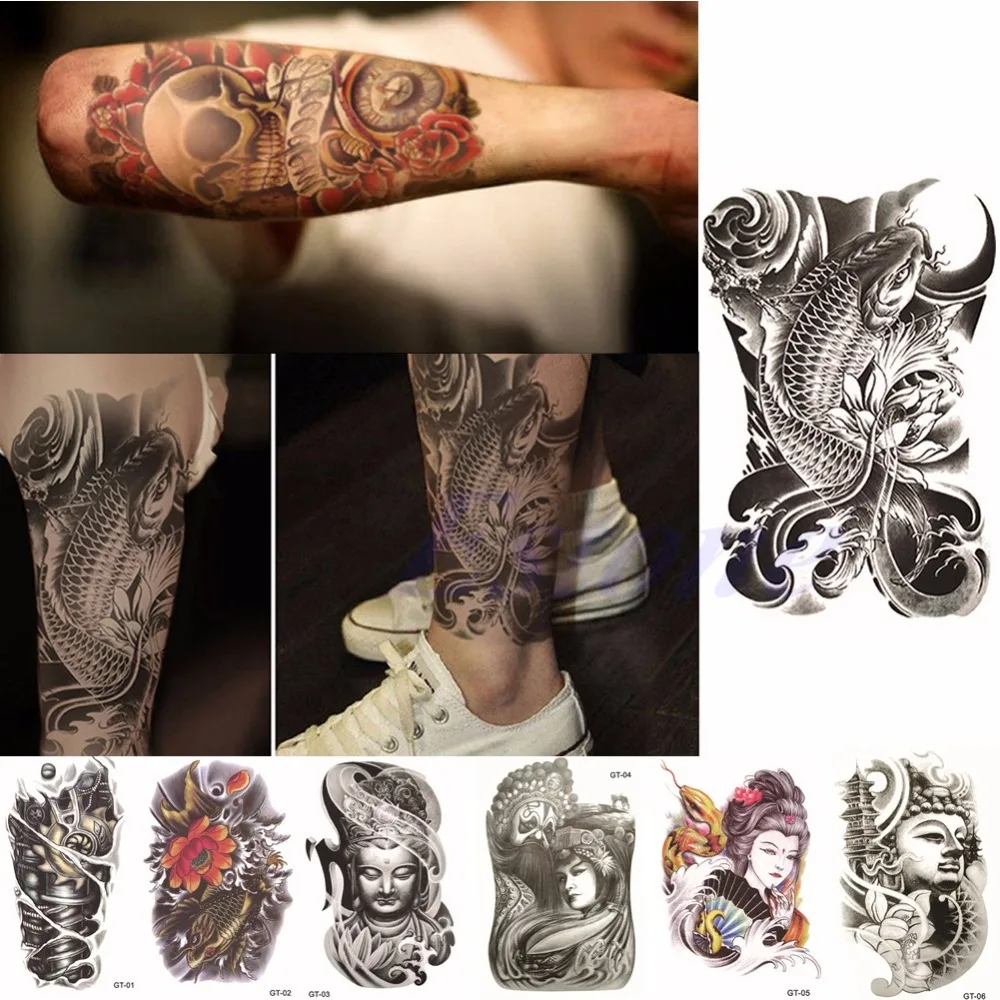 8 видов, модные тату для мужчин и женщин, большие сексуальные татуировки, череп, временные наклейки для тела, для рук, искусство, съемные, водонепроницаемые, новинка, флеш-тату