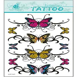 Оптовая продажа; 12 шт./лот красивые DIY цвет бабочки бумаги тела татуировки водонепроницаемый временные татуировки наклейки для женщин