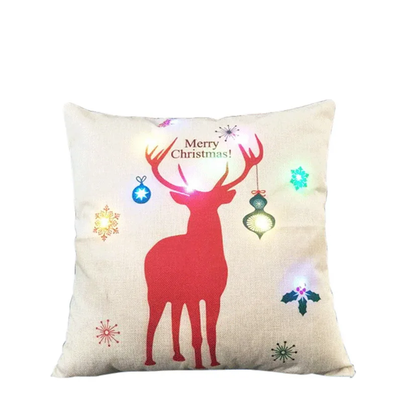 

Christmas Pillow Decorative Cushion Cover Light Up Led Glow Almofada Pillowcase Soft Throw Pillows Christmas Tree77