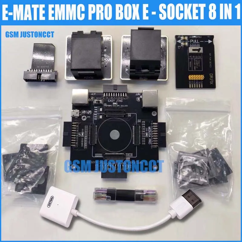 Новые оригинальные E-MATE коробка памяти на носителе EMMC BGA 8 IN1 Поддержка BGA100 136 168 153 169 162 186 221 529 254 для легкий JTAG плюс UFI коробка центробежный насос