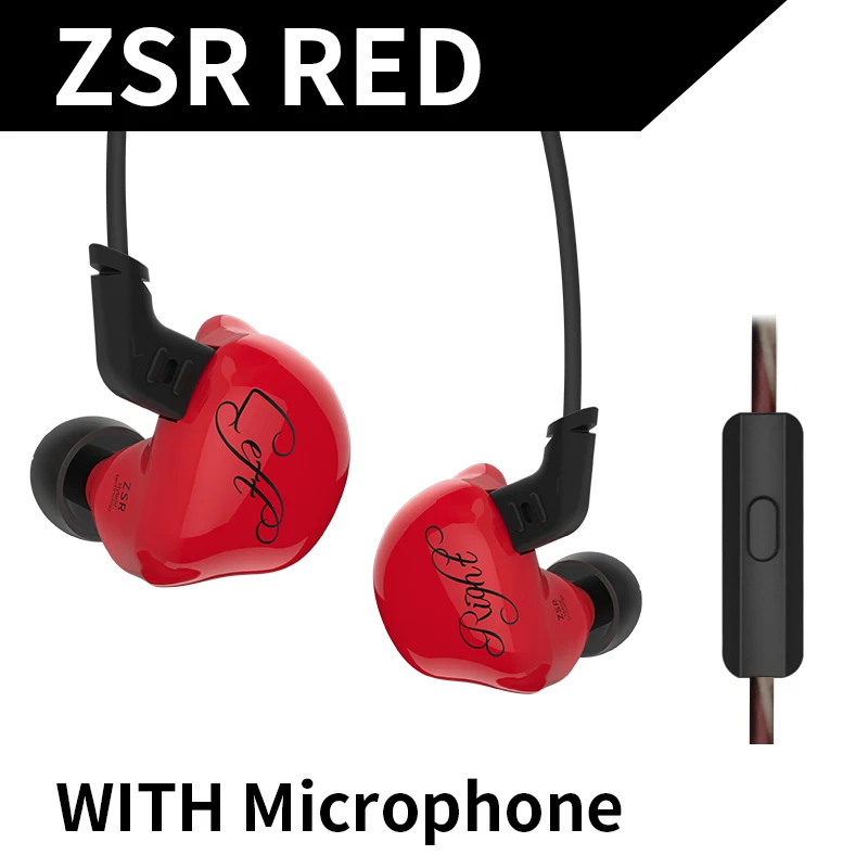 KZ ZSR наушники в ухо 6 драйверы 2BA+ 1DD шумоподавление с микрофоном гарнитура заменить кабель AS10 AS16 ZSN ZS10 PRO X6 наушники - Цвет: red with mic