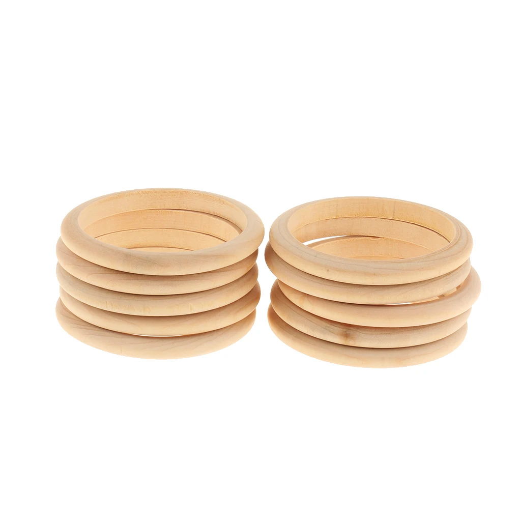 10pcs Wood Bracelet Wooden Bangle Unfinished Natural Craft Unpainted