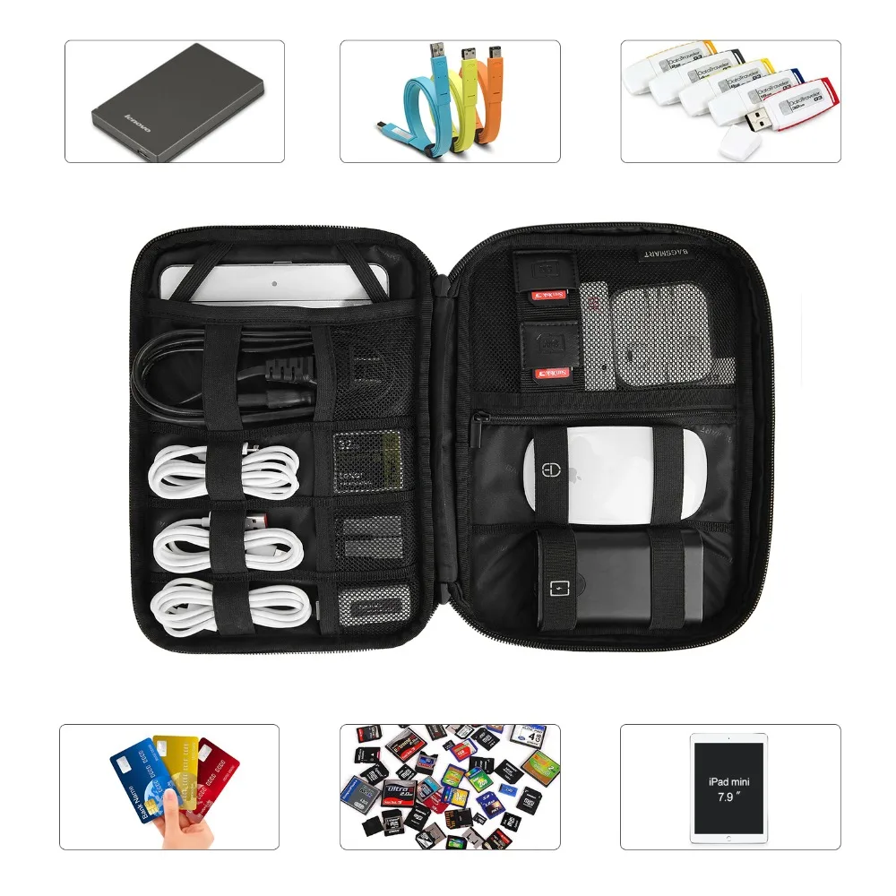 BAGSMART New Travel Electronic Accessories Organizer Portable Bags For USB Cables Waterproof Storage Bags for Ipad Mouse Charger BAGSMART New Travel Electronic Accessories Organizer Portable Bags For USB Cables Waterproof Storage Bags for Ipad Mouse Charger