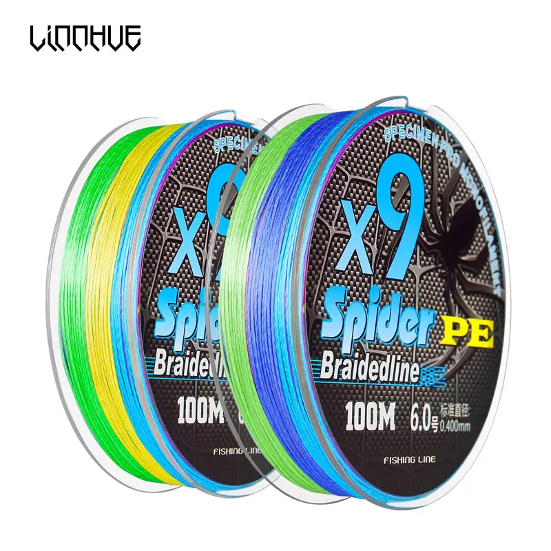 

LINNHUE 100M 9X Stands Pe Braided 9-60KG Pull Fishing Line Long Shot Lure Lines Smooth Throw Saltwater Lure Fishing Tackle Pesca