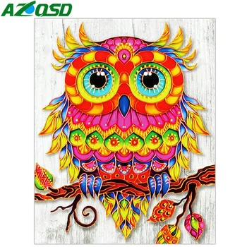 

AZQSD Diamond Mosaic Colorful Owl Cross Stitch Needlework Diamond Painting Animal Picture Of Rhinestones Home Decor Gift