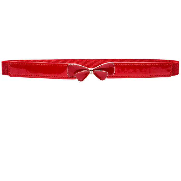 Для женщин ремень тонкий эластичный простой браслет красное золото buckle Dress belt аксессуары черный Искусственная кожа поясов жесткий корсет