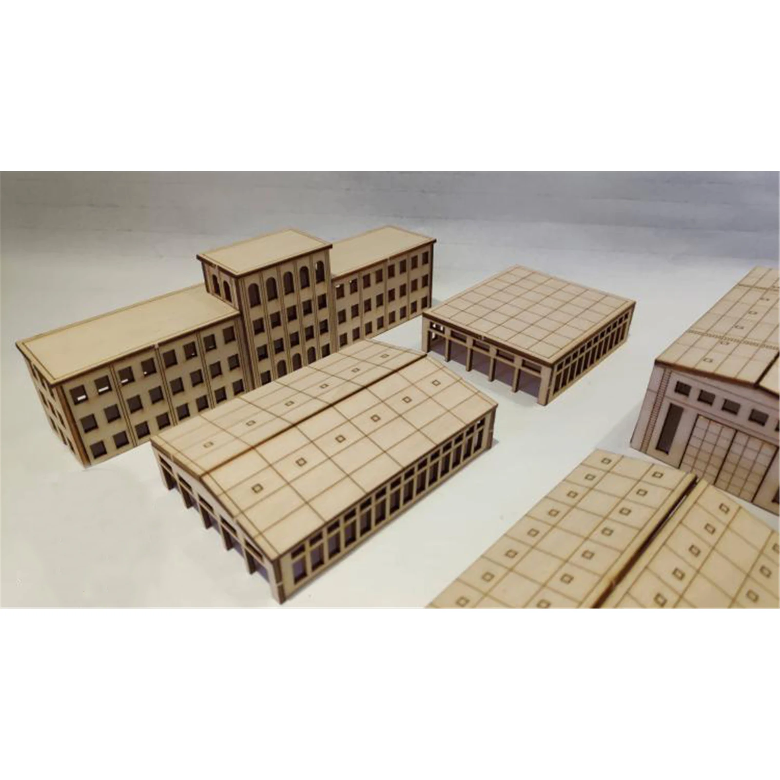 5pcs 1/350 Fabrikgebäude Kriegsschiff Hafen Szene DIY Holz modell Assembly Kits