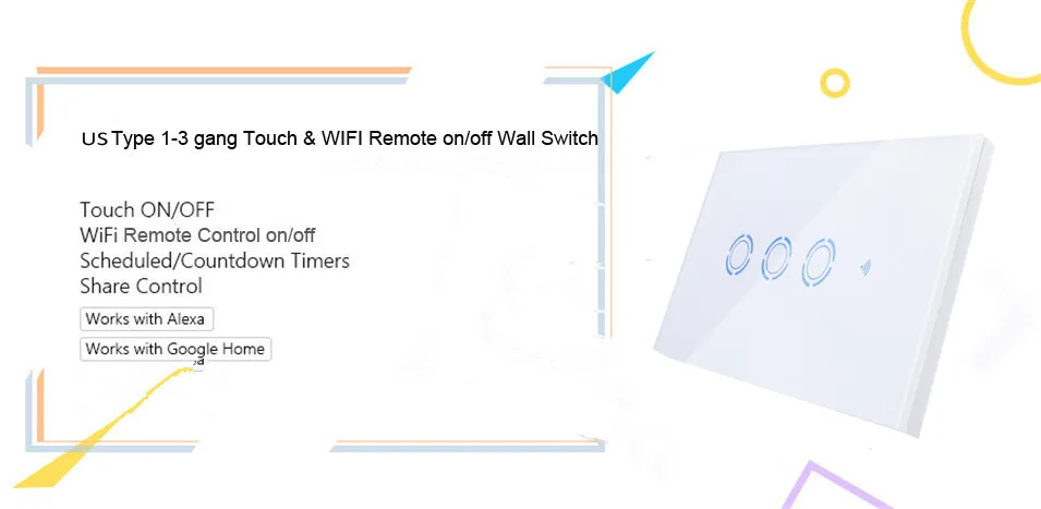 New Ewelink App US Type 2 gang wall light wifi switch, touch control panel, wifi remote control via smart phone, work with Alexa-1