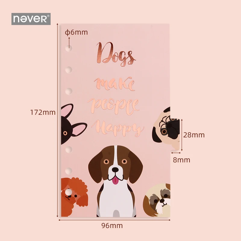 Never Cute Dogs Design notebook s делители A6 планировщик указатели страницы наполнитель бумаги для Filofax notebook подарочные канцелярские принадлежности 6 шт