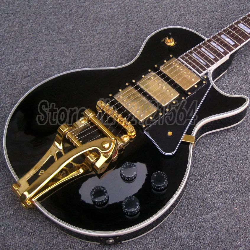 Nuevo estilo Vibratone Tremolo negro GUITARRAS eléctricas Hardware de oro pastillas 3 H China de GUITARRAS