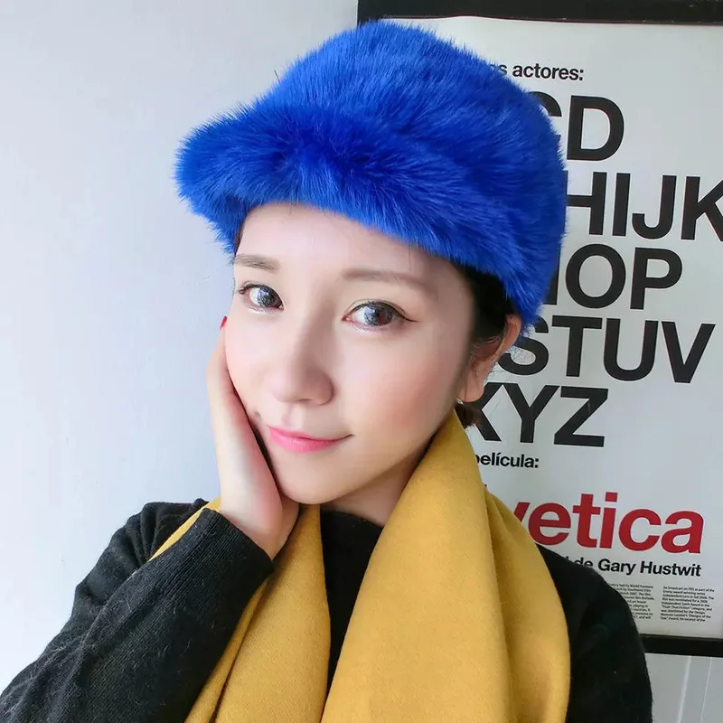 Для женщин реальные развивающий коврик для ползания норки фуражке шапка зимняя меховая шапка русский Для женщин зимняя шапка берет женский шапка TU154-08 - Цвет: blue