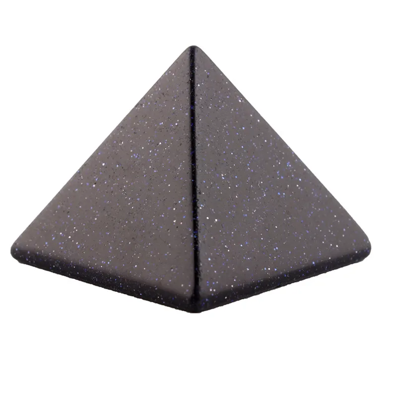 Ассорти 40 мм Пирамида черный обсидиан флюорит розовый КВАРЦЕВЫЙ и из натурального камня резная точка чакры Исцеление Рейки Кристалл мешочек - Цвет: Blue sand stone