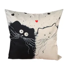 Cartoon images Linen Cotton Blend Cushion Cover Home Office Sofa Square Cat font b Pillow b