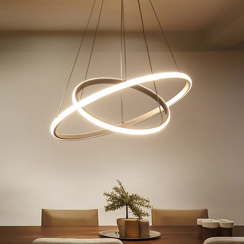 Коричневая/белая современная светодиодная Люстра для гостиной, столовой, ledlamp, кольца, подвесной светильник, современная люстра, освещение