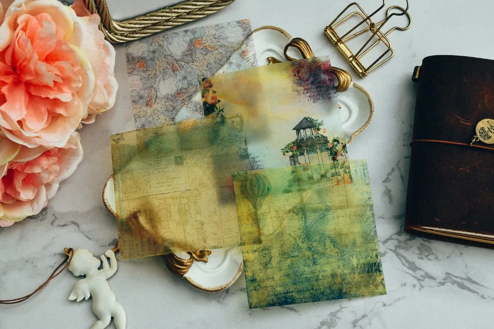 Vintage Vellum Self-adhesive Stickers For Scrapbooking Happy Planner/Card Making/Journaling 10pcs