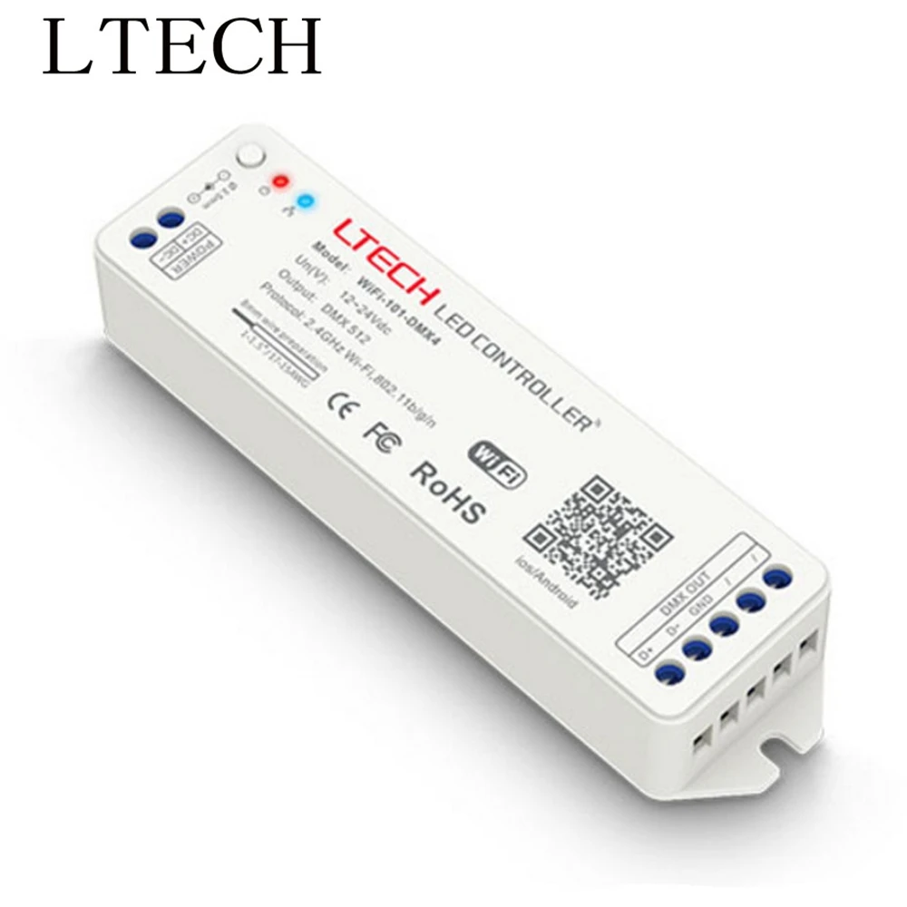 

Xnbada LTECH Wifi Led To DMX512 Controller 2.4G Wifi-101-DMX4 DC12-24V Input DMX512 Signal 512CH Output For Led Strip Lights