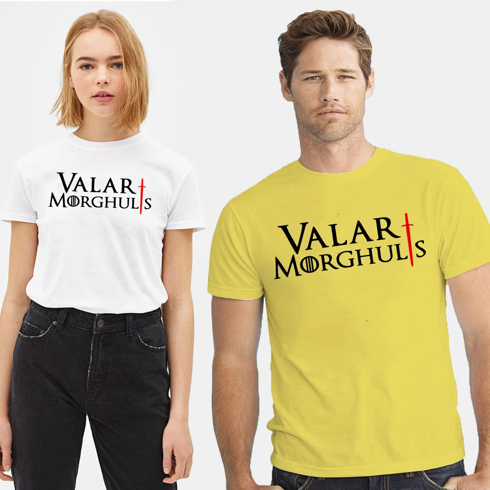 

Hot sale Game of Thrones Valar Morghulis Printes T-shirt 2019 Summer Fashion Casual Short Sleeve O-neck Men Women Valar T shirts