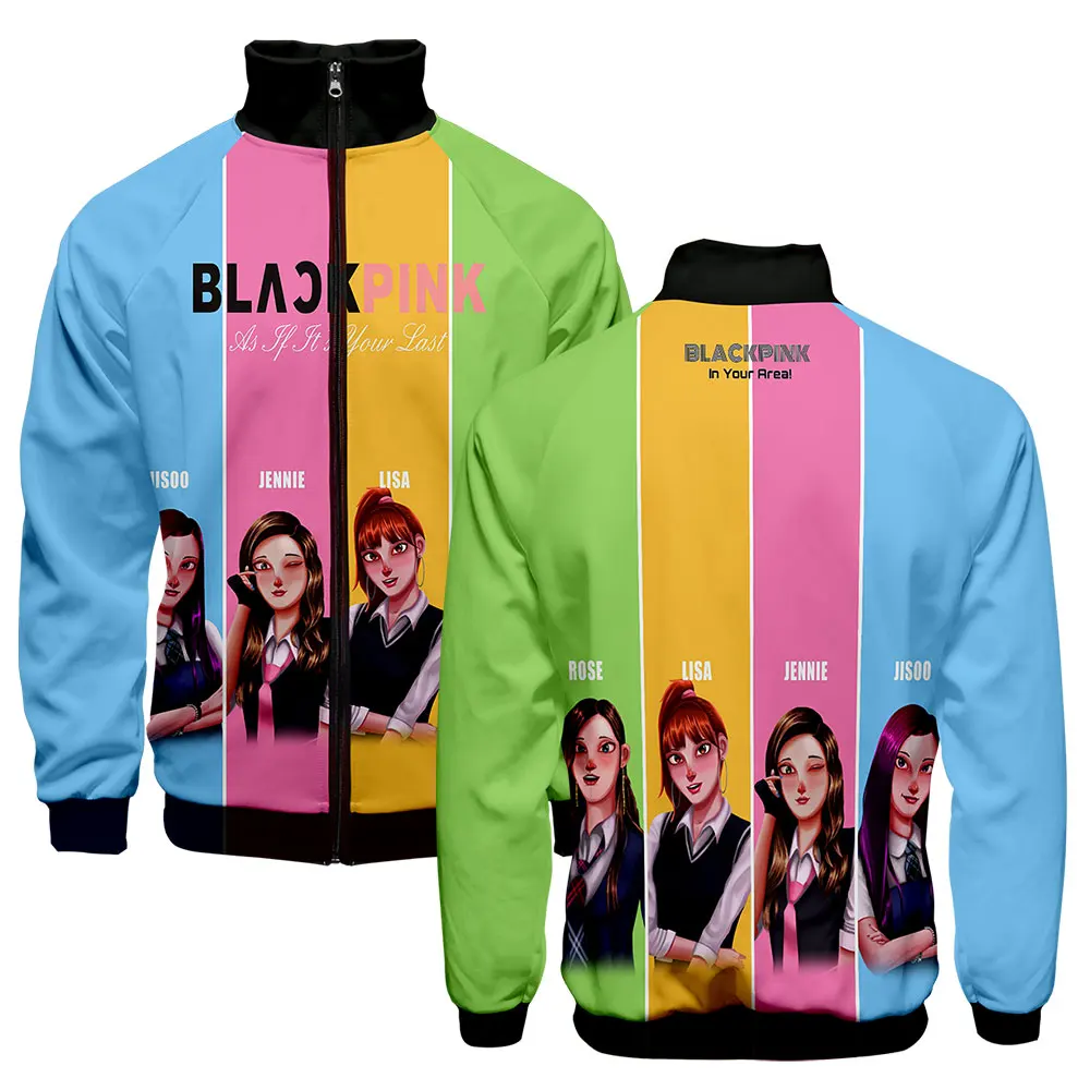 

Blackpink new album kill this love 3D Zipper Sweatshirt New Leisure HIP HOP Spring Clothes stand collar Sweatshirt