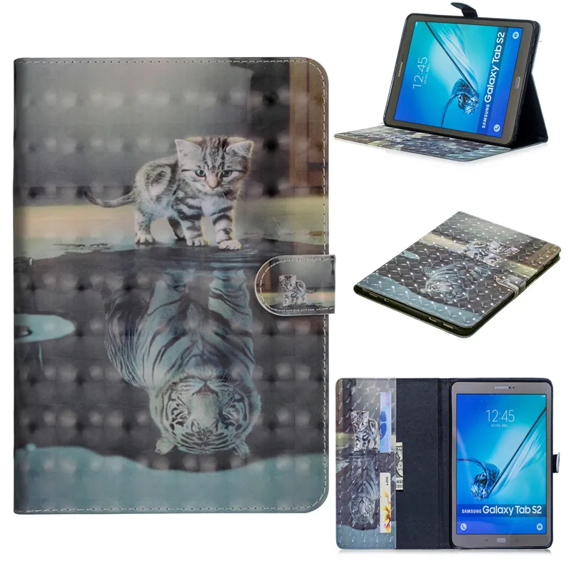 Wekays Case For Samsung Galaxy Tab S2 9.7 T810 T813 T815 T819 3D Cartoon PU Leather Cover Back Protective Case Tablet Cover Capa