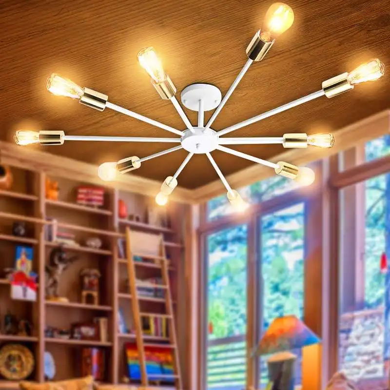 

AC85-265V E27 Chander Lights Vintage LED Chandeliers Industrial Edison 10 Lights Chandelier Fixture White Not Included Bulb