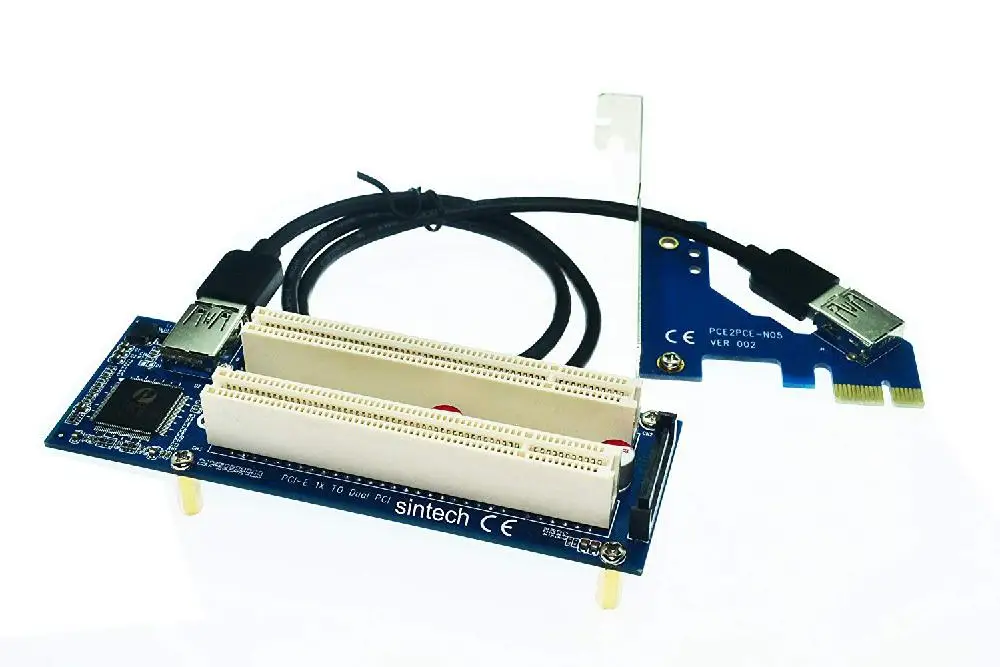 BEESCLOVER PCI-Express PCI-e to PCI Adapter Card PCIe to Dual Pci Slot Expansion Card USB 3.0 Add on Cards Convertor r20