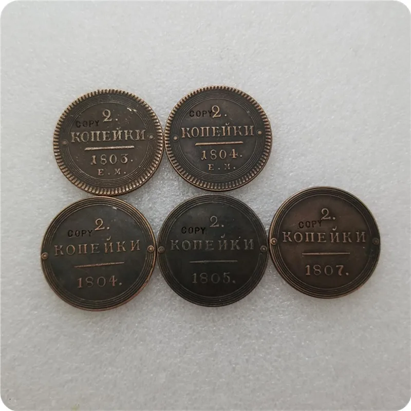 

1803,1804,1804 E.M.1805,1807 Russia 2 Kopeks Copy Coin commemorative coins