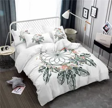 Home Textile Dreamcatcher Bedding Set Flowers Print Duvet Cover Set Boho Owl Feather Bed Cover Pillowcase 3Pcs Bedclothes D40