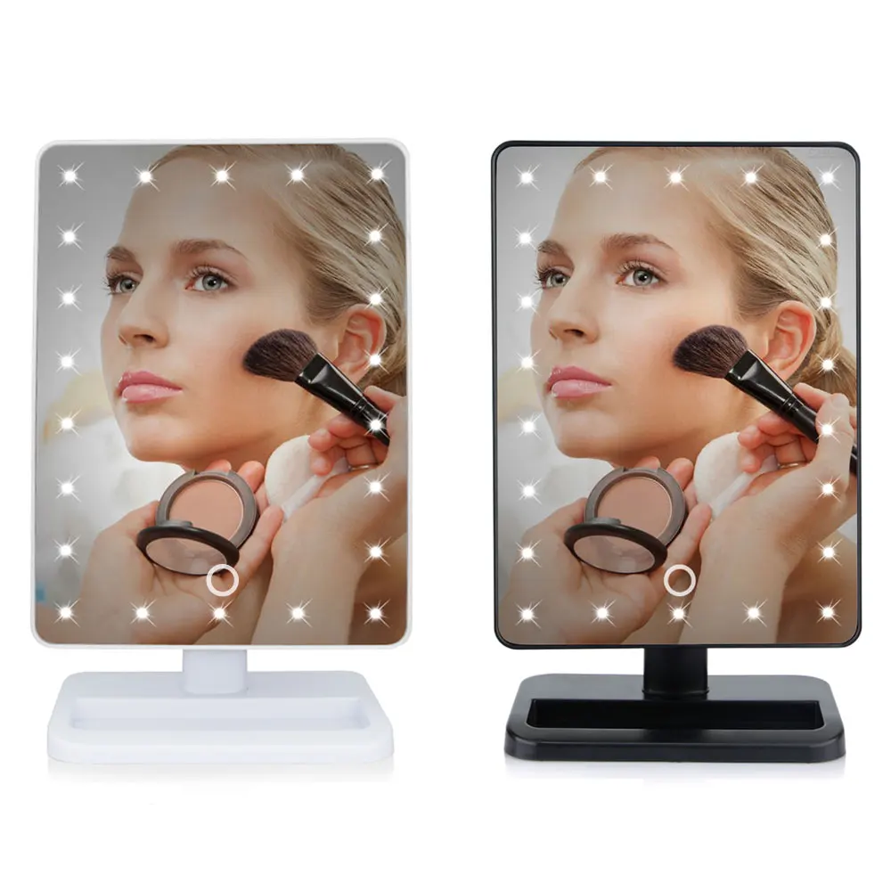 

22 LEDs Beauty Cosmetic Make Up Light Lamp Luminous Desktop Stand Mirror 180 Rotating Adjustable Touch Screen Makeup Mirror