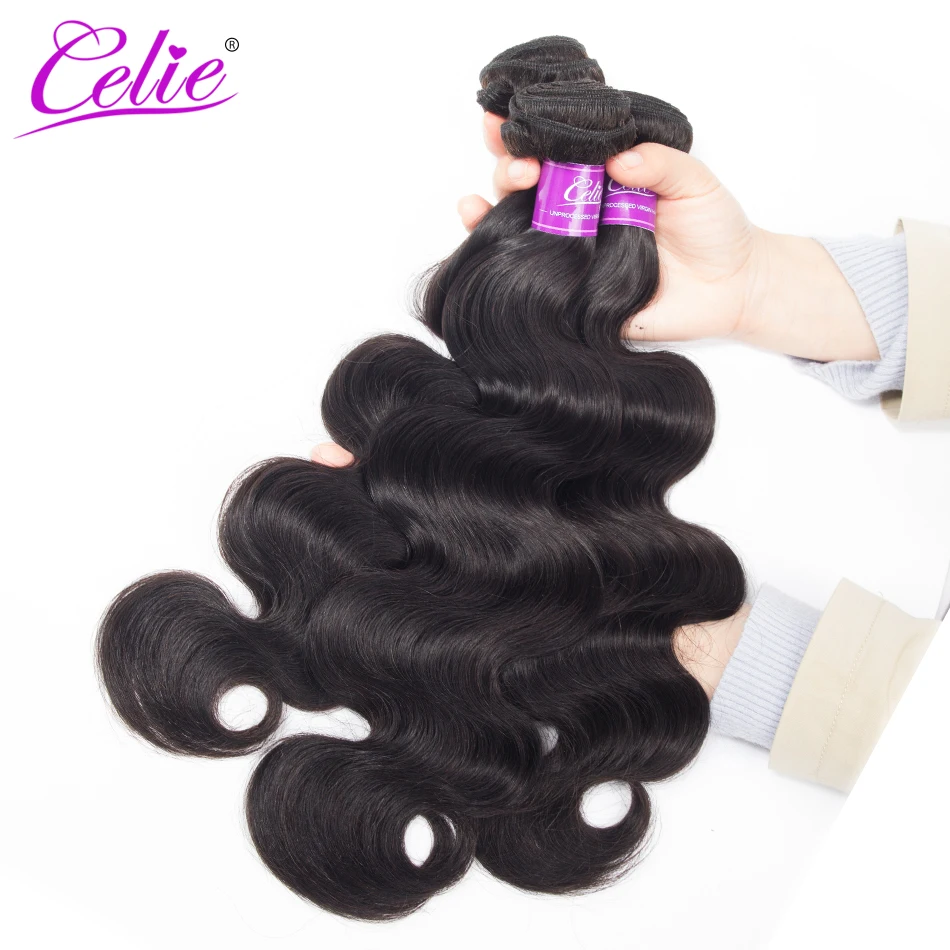 

Celie Hair Peruvian Body Wave 3 Bundles 100% Human Hair Weave Bundles Natural Black Color 10-30 inch Remy Hair Extensions