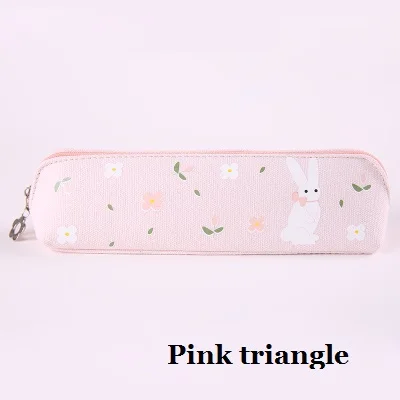 Симпатичный Карандаш сумка цветные конфеты цветы и Алиса Холст Ручка чехол Корея сацион кавайный Пенал подарок карандаш карман школьные принадлежности - Цвет: pink triangle