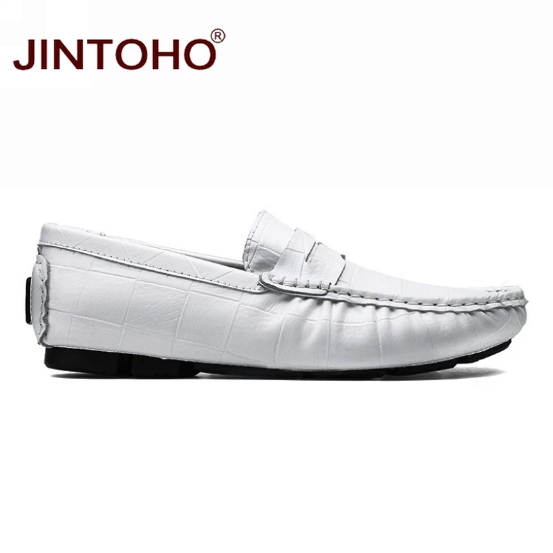 JINTOHO/Новинка года; мужская повседневная обувь из натуральной кожи; модная мужская кожаная обувь; мужские кожаные лоферы без застежки; недорогие мужские мокасины