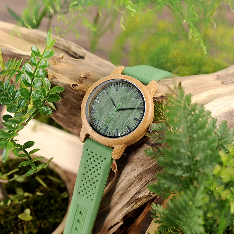 BOBO BIRD Relogio Masculino Watches Women Brand Bamboo Men Watch Silicone Band Quartz Wristwatches relogio feminino W-B06