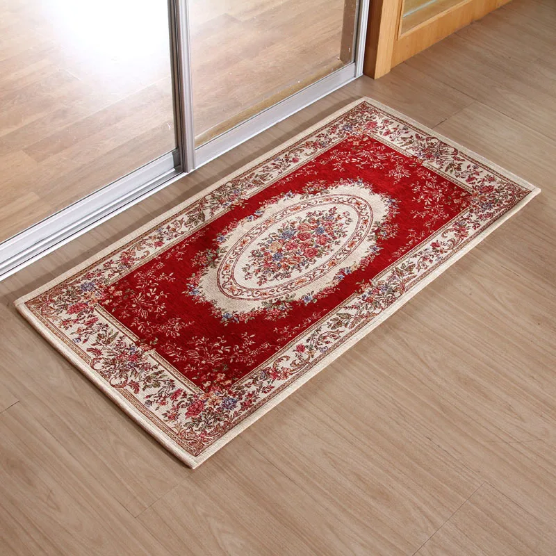 

European Carpets Classical Non-slip Jacquard Carpet for Kitchen Sofa Floor Mats Doormat Floral Rugs Kitchen Hallway Mat