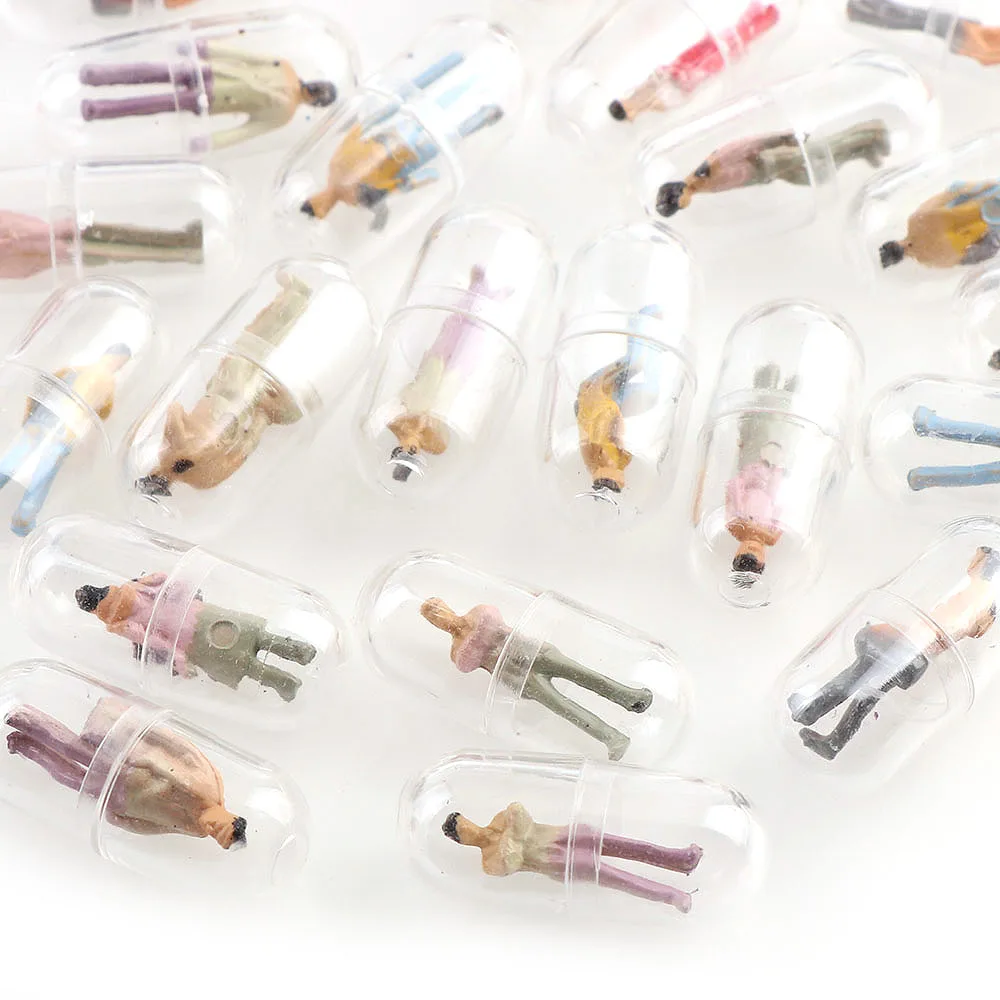 

20 Pcs 11*24mm Mix Color Mini Capsule With Humanoid Design For DIY Craft Accessories Decoration/Jewelry Make Accessories