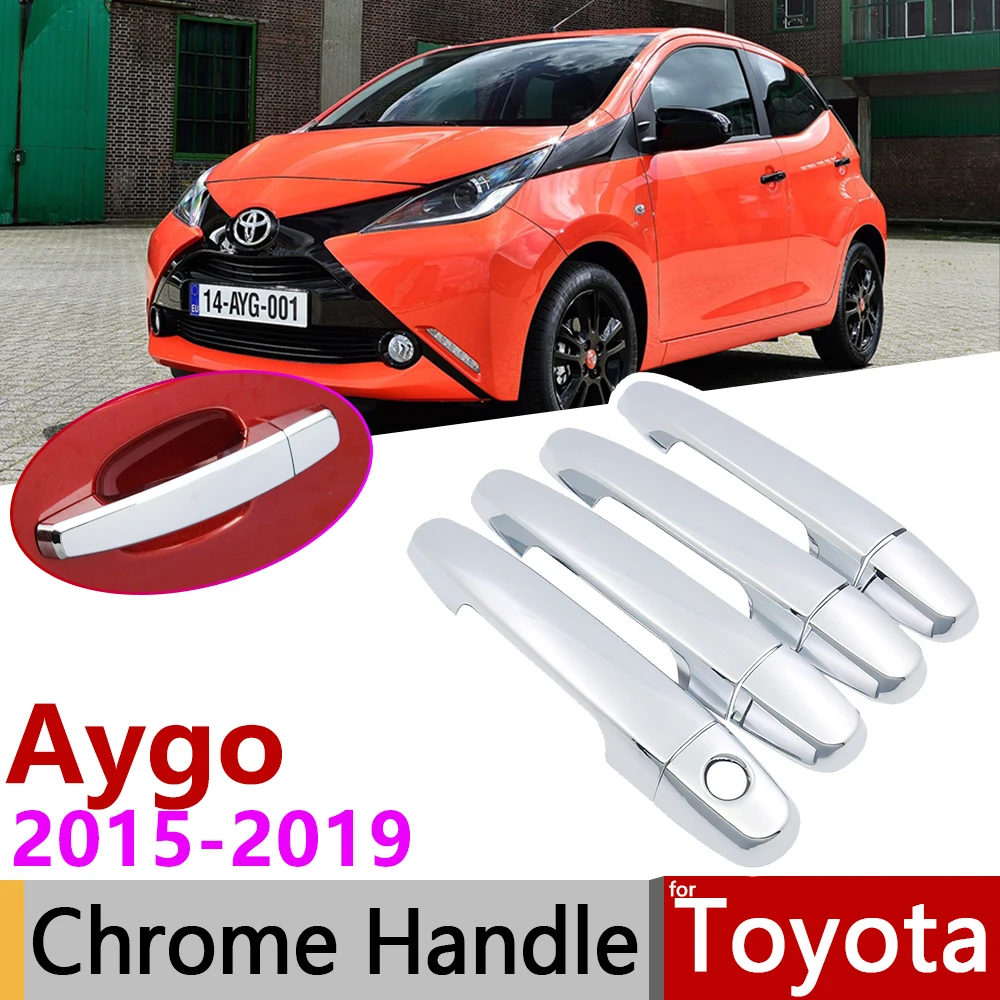 

for Toyota Aygo MK2 2015~2019 Luxuriou Chrome Exterior Door Handle Cover Car Accessories Stickers Trim Set 2016 2017 2018
