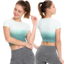 Сексуальные женские спортивные топы для йоги, футболки для йоги с коротким рукавом, топы Спортивные Фитнес-спорт, футболки для тренировок, спортивная одежда для йоги