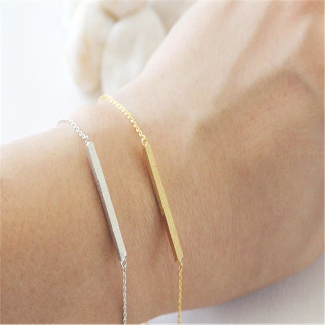 Simle Design Bar Bracelet In Silver Gold Easy To Match Simple Simle Design Bar Bracelet In Silver Gold Easy To Match Simple Modern Minimalist
