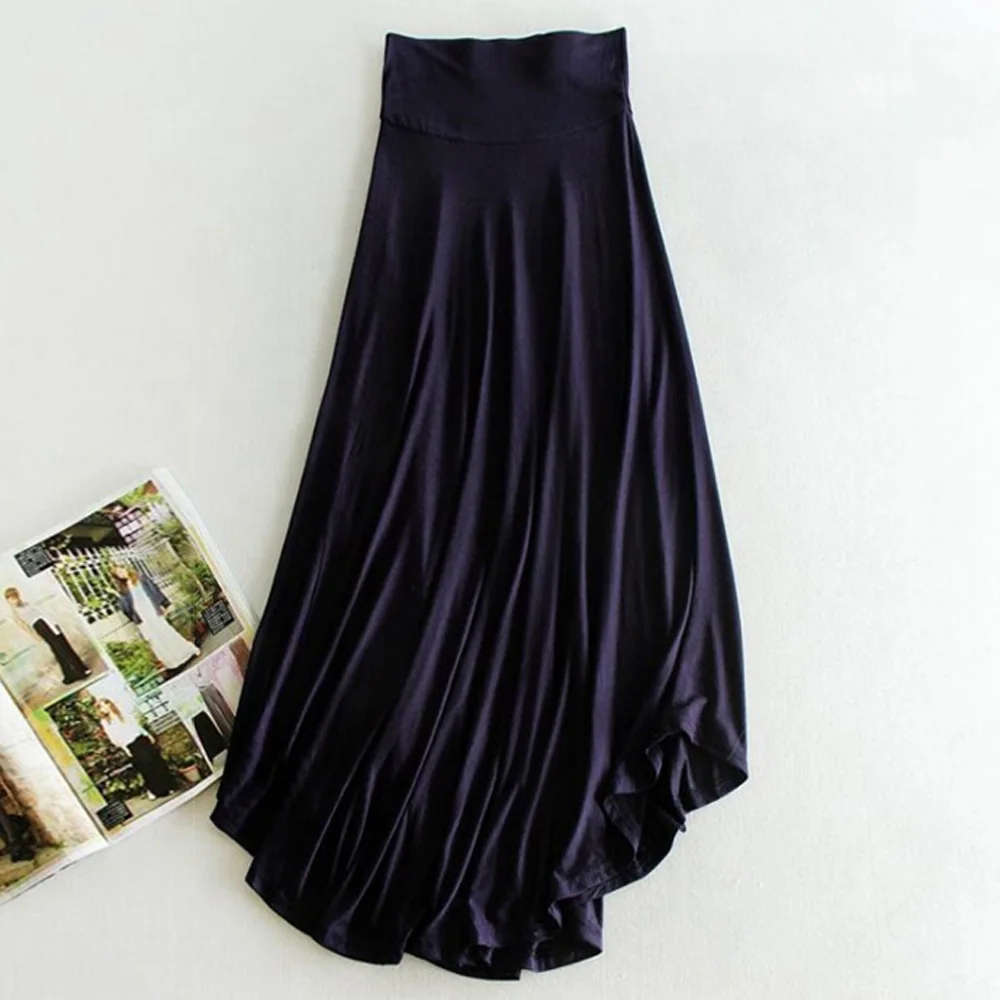 

2018 Women Fashion Skirts Casual Clothes Ladies Summer Solid Color Black Gray Woman Elegant Loose Long Skirt