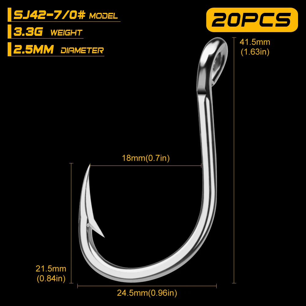 7 FLYBASS 20 шт. рыболовный крючок для соленой воды SJ42 Вибрационный крючок 1/0#-13/0# Модель рыболовный крючок из нержавеющей стали Сделано в Тайване - Цвет: 7
