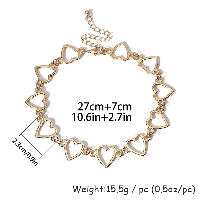 Простые Чокеры сердца ожерелье для женщин классические женские Позолоченные Сплав короткое ожерелье из золотой цепочки-Чокеры с кулоном модные украшения